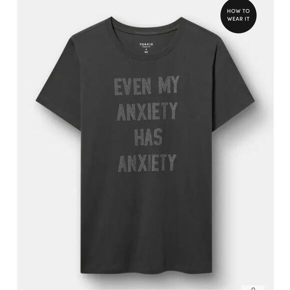 Plus size 2(2xl xxl) torrid novelty tee t shirt blouse top my anxieties quote - Picture 1 of 2